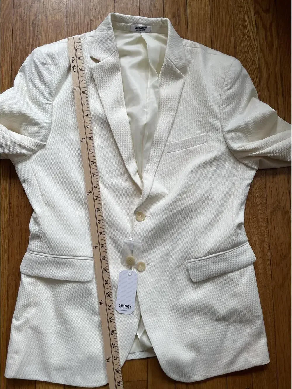 COOFANDY Men's Wedding Blazer Ivory Cream Textured Sport Coat NWT Medium
